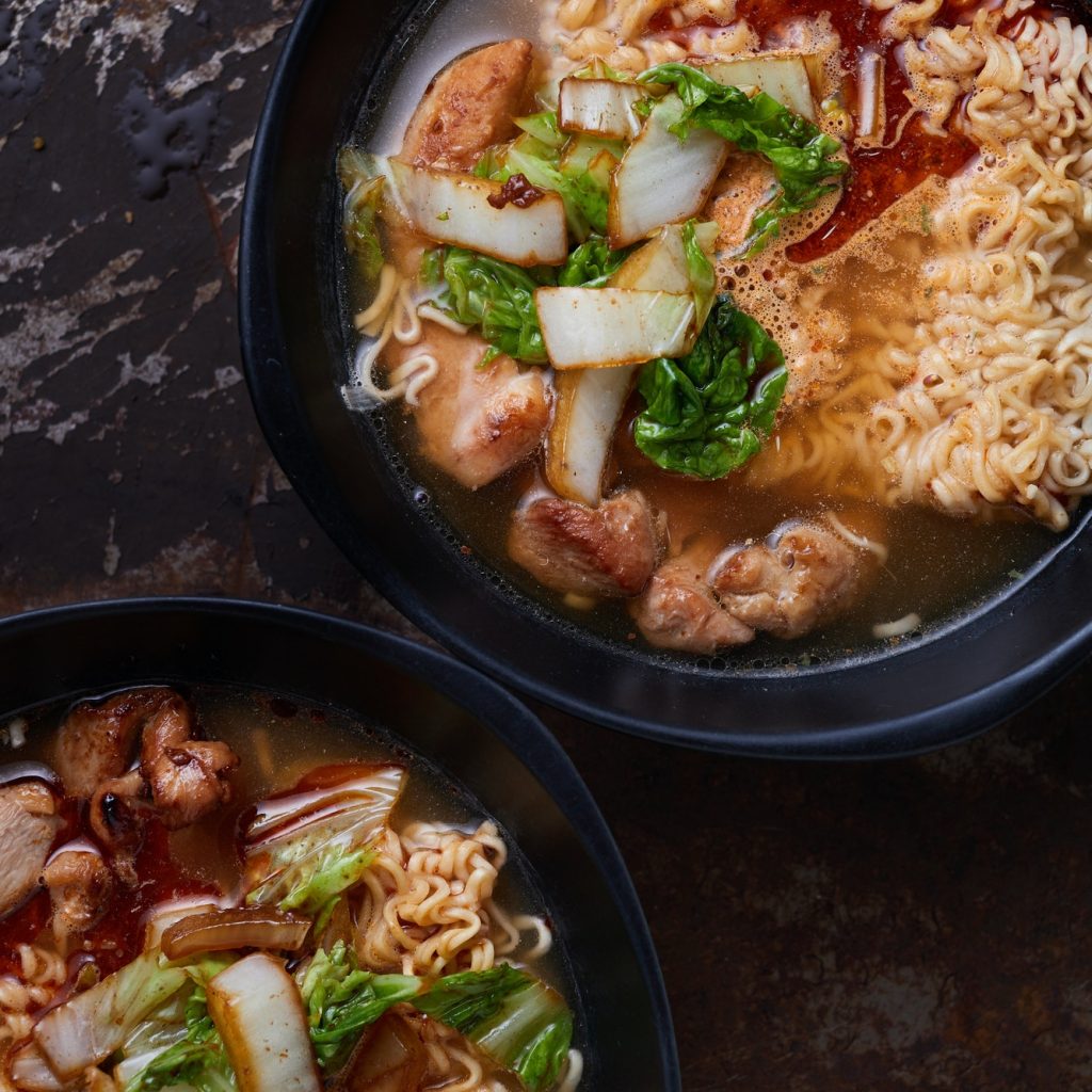 Spicy soup noodle in bowl